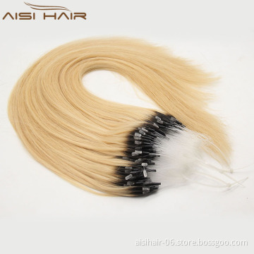 Aisi Hair 8A Grade Cheap Price Keratin Blonde 613 Malaysia Hair  Micro Loop Ring Human Hair Extension for Sale